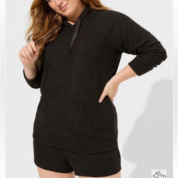 Torrid Super Soft Plush Shimmer Lounge Hoodie One Size Plus Size 1X-6X Black - Picture 1 of 16